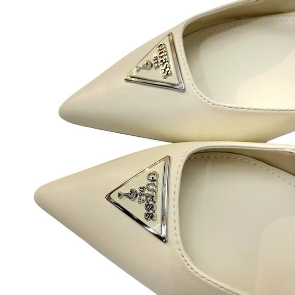 Guess Jesson Kitten Heel Pumps 9.5M Pointed Toe Slingback Logo Medallion - Picture 4 of 9